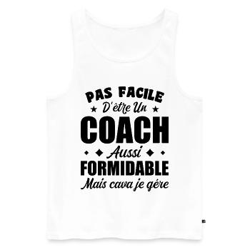 Coach Formidable Idée Cadeau Entraîneur Drôle - Débardeur bio Premium Homme - blanc - Devant - Michal (187cm)