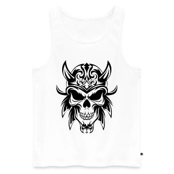 Stilisierter Totenkopf im Tribal-Look - Männer Premium Bio Tank Top - Weiß - Vorne - AI Model Male 178 light (178cm)