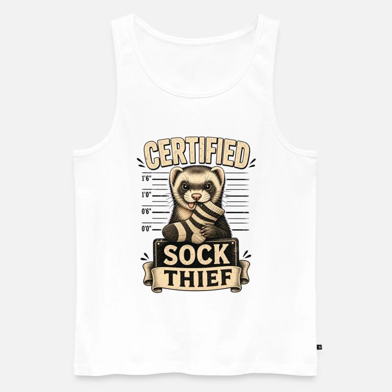 CERTIFIED SOCK THIEF - Männer Premium Bio Tank Top - Weiß