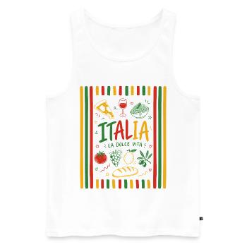 Italia - La dolce vita - Männer Premium Bio Tank Top - Weiß - Vorne - AI Model Male 178 light (178cm)