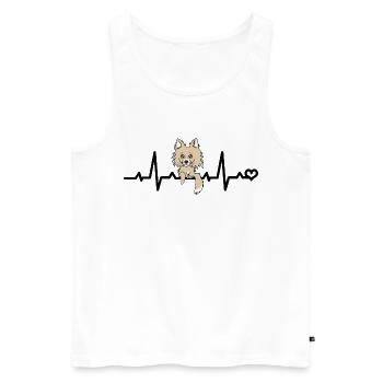 Fréquence cardiaque Chihuahua - Beige Poils longs Chi Chien - Débardeur bio Premium Homme - blanc - Devant - Michal (187cm)
