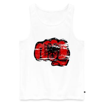 Albania flag hand fist used - Men's Premium Organic Tank Top - white - Front - Michal (187cm)