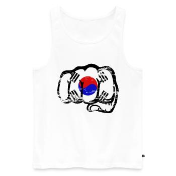 Drapeau de la Corée du Sud Main Poing Utilisé - Débardeur bio Premium Homme - blanc - Devant - Michal (187cm)