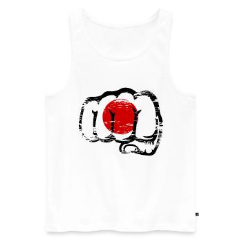 Japan Flag Hand Fist Used - Men's Premium Organic Tank Top - white - Front - Michal (187cm)