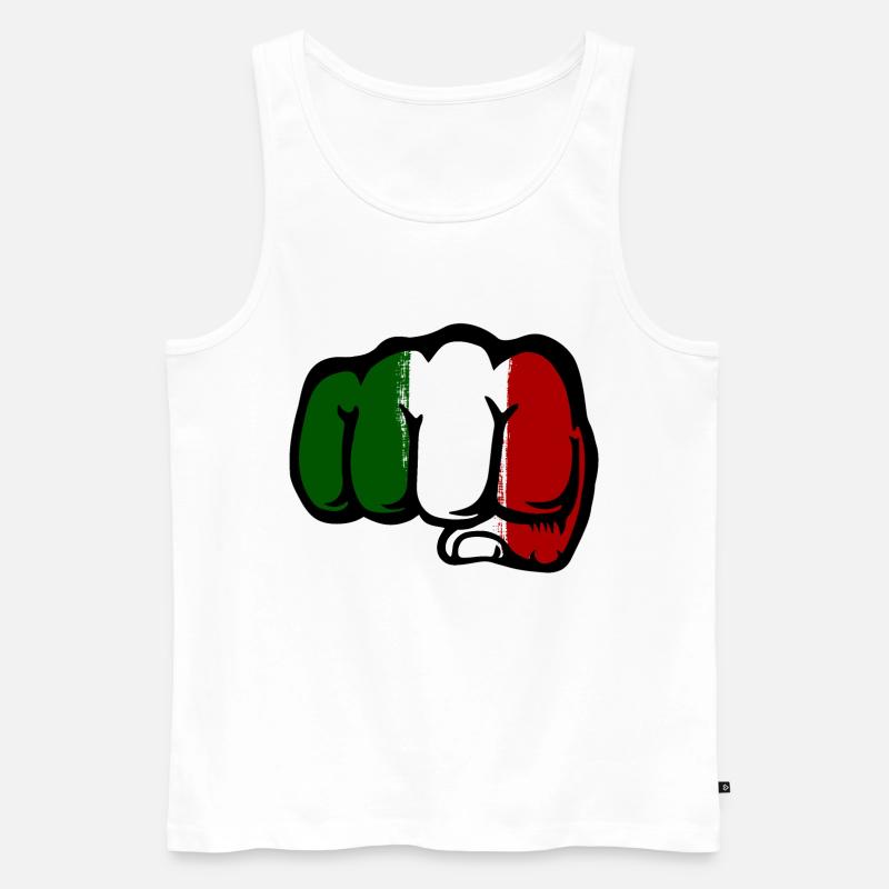 Italien Flagge Hand Faust - Männer Premium Bio Tank Top - Weiß