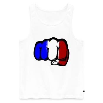 France Flag Hand Fist - Men's Premium Organic Tank Top - white - Front - Michal (187cm)