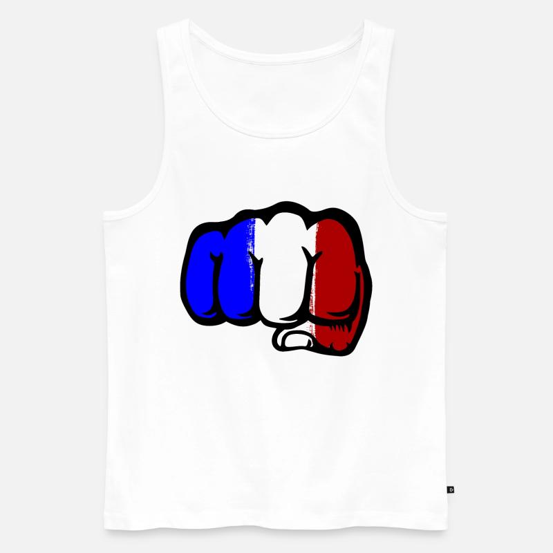 Frankreich Flagge Hand Faust - Männer Premium Bio Tank Top - Weiß