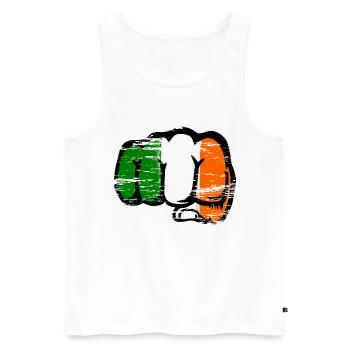 Poing de la main du drapeau irlandais utilisé - Débardeur bio Premium Homme - blanc - Devant - Michal (187cm)