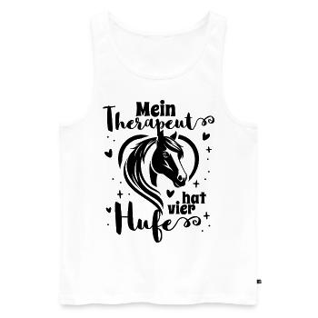 Pferdespruch Mein Therapeut hat vier Hufe - Männer Premium Bio Tank Top - Weiß - Vorne - Michal (187cm)