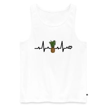Ananas Herzschlag EKG Herzfrequenz Beat Liebe Herz - Männer Premium Bio Tank Top - Weiß - Vorne - Michal (187cm)
