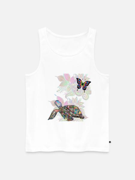 turtle and butterfly - Men's Premium Organic Tank Top - white
