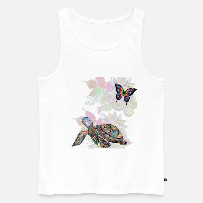 turtle and butterfly - Männer Premium Bio Tank Top - Weiß