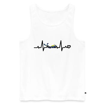 Plongeurs, plongée, plongée en apnée, ECG, pouls, rythme cardiaque - Débardeur bio Premium Homme - blanc - Devant - Michal (187cm)