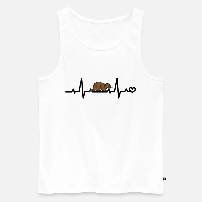 Biber EKG - Männer Premium Bio Tank Top - Weiß
