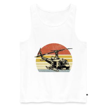 Rétro hélicoptère aviateur pilote hélicoptère hélicoptère - Débardeur bio Premium Homme - blanc - Devant - Michal (187cm)
