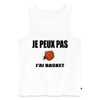 Je Peux Pas J'ai Basket - Débardeur bio Premium Homme - blanc - Devant - Michal (187cm)