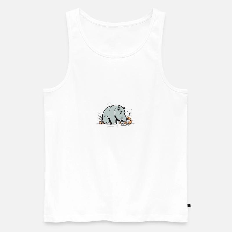 Nilpferd niedlich Comic - Männer Premium Bio Tank Top - Weiß