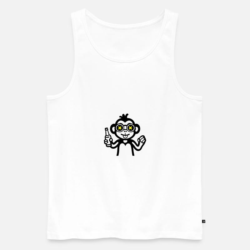 Affe Drinking Lustig Bier - Männer Premium Bio Tank Top - Weiß
