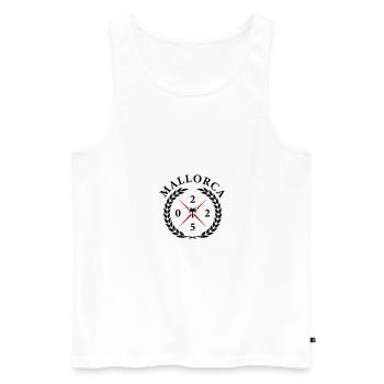 Mallorca 2025 - Männer Premium Bio Tank Top - Weiß - Vorne - AI Model Male 178 light (178cm)
