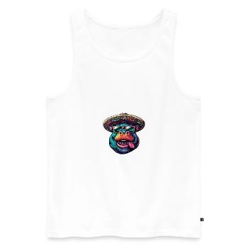 Hippopotamus Funny Sombrero - Men's Premium Organic Tank Top - white - Front - AI Model Male 178 light (178cm)