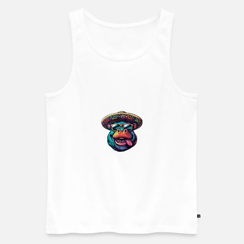 Nilpferd Lustig Sombrero - Männer Premium Bio Tank Top - Weiß