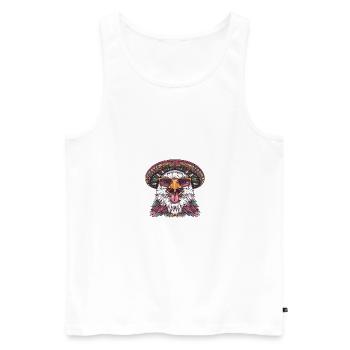 Aigle Bande Dessinée Drôle Sombrero - Débardeur bio Premium Homme - blanc - Devant - Michal (187cm)
