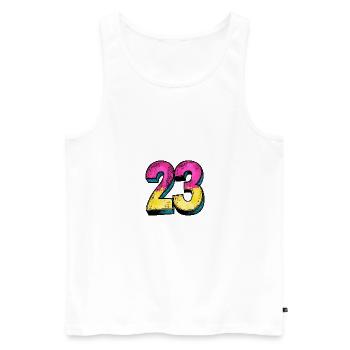 23 Symbole numérique - Débardeur bio Premium Homme - blanc - Devant - Michal (187cm)