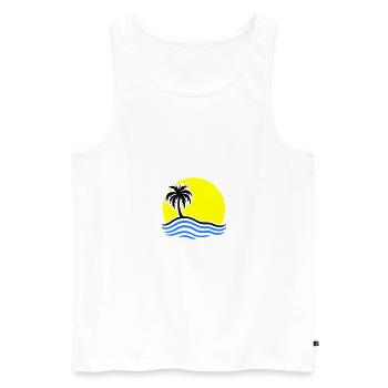 Palmier de l’île d’été - Débardeur bio Premium Homme - blanc - Devant - Michal (187cm)