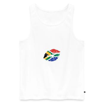 South Africa - Men's Premium Organic Tank Top - white - Front - Michal (187cm)