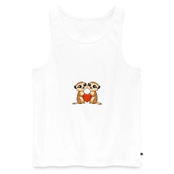 Suricate Couple Saint-Valentin - Débardeur bio Premium Homme - blanc - Devant - Michal (187cm)