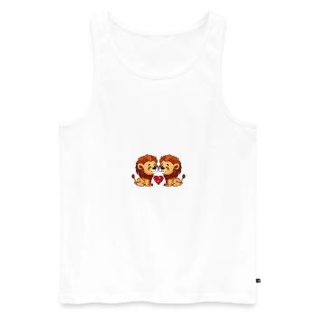 Couple Lion Saint-Valentin - Débardeur bio Premium Homme - blanc - Devant - AI Model Male 178 light (178cm)