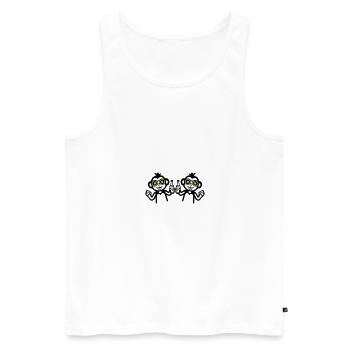 Monkeys buvant de la bière d’équipe - Débardeur bio Premium Homme - blanc - Devant - AI Model Male 178 light (178cm)