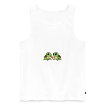 Tortue Couple Saint-Valentin - Débardeur bio Premium Homme - blanc - Devant - Michal (187cm)