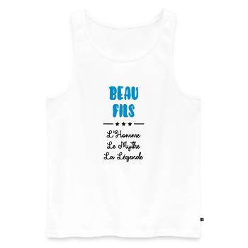 Beau Fils - Beau-Fils - Famille - Mariage - Tshirt - Men's Premium Organic Tank Top - white - Front - AI Model Male 178 light (178cm)