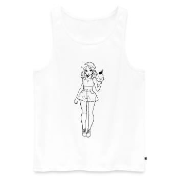Dessin de fille à la crème glacée - Débardeur bio Premium Homme - blanc - Devant - Michal (187cm)