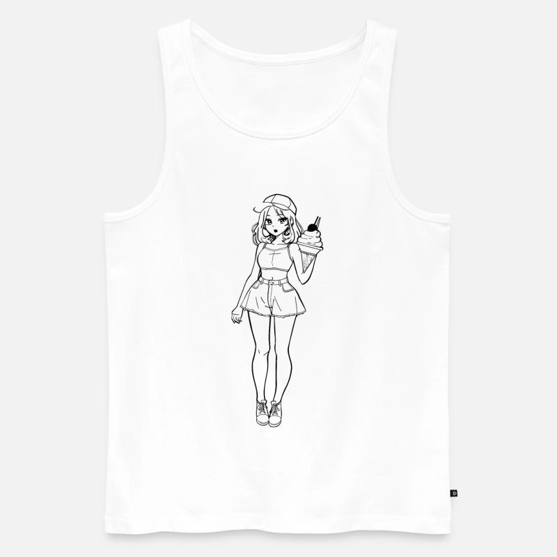 Eiscreme Mädchen Zeichnung - Männer Premium Bio Tank Top - Weiß