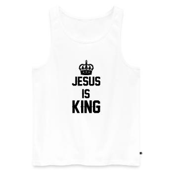 Jesus is King - Men's Premium Organic Tank Top - white - Front - Michal (187cm)