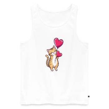 Katze mit Herz Ballon Geschenk Geburtstag - Männer Premium Bio Tank Top - Weiß - Vorne - Michal (187cm)