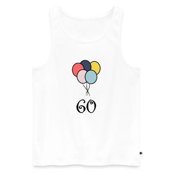 60. 60 ANS. 60e ANNIVERSAIRE. ANNIVERSAIRE 60 ANS. - Débardeur bio Premium Homme - blanc - Devant - Michal (187cm)