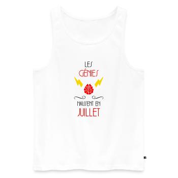 Les Génies Naissent en Juillet Design Humour - Débardeur bio Premium Homme - blanc - Devant - Michal (187cm)