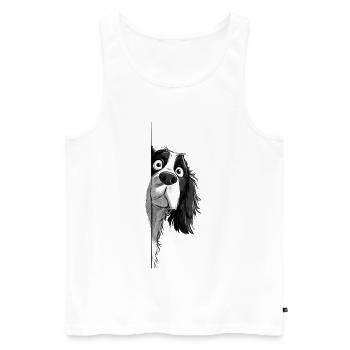 Peeking Cavalier Spaniel Cute Dog Lover Merch 2 - Men's Premium Organic Tank Top - white - Front - Michal (187cm)