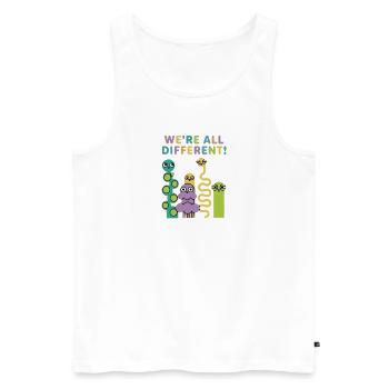 Nous sommes tous différents ! Créatures colorées - Débardeur bio Premium Homme - blanc - Devant - Michal (187cm)