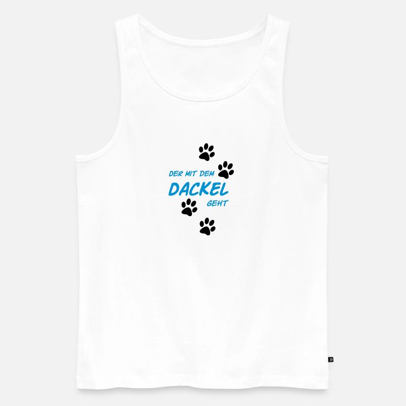 Der mit dem Dackel geht - Männer Premium Bio Tank Top - Weiß