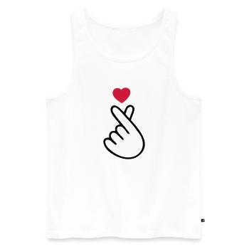 ♥I Love You-Cute Korean Finger Heart Sign♥ - Men's Premium Organic Tank Top - white - Front - AI Model Male 178 light (178cm)