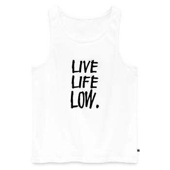 live life low - Männer Premium Bio Tank Top - Weiß - Vorne - AI Model Male 178 light (178cm)