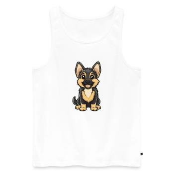 German Shepherd Dog Comic Cute - Men's Premium Organic Tank Top - white - Front - Michal (187cm)