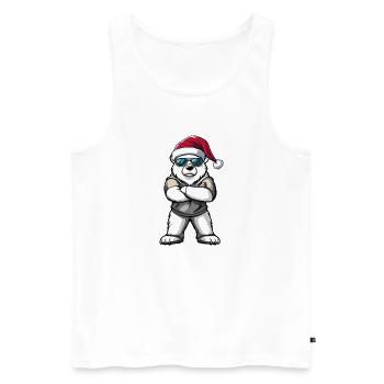 Ours polaire Père Noël - Débardeur bio Premium Homme - blanc - Devant - Michal (187cm)