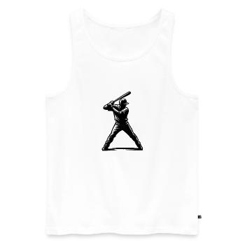 Baseball Spieler mit Baseballschläger - Männer Premium Bio Tank Top - Weiß - Vorne - Michal (187cm)