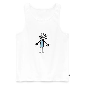 Strichmännchen Kinderzeichnung - V2 - Männer Premium Bio Tank Top - Weiß - Vorne - AI Model Male 178 light (178cm)