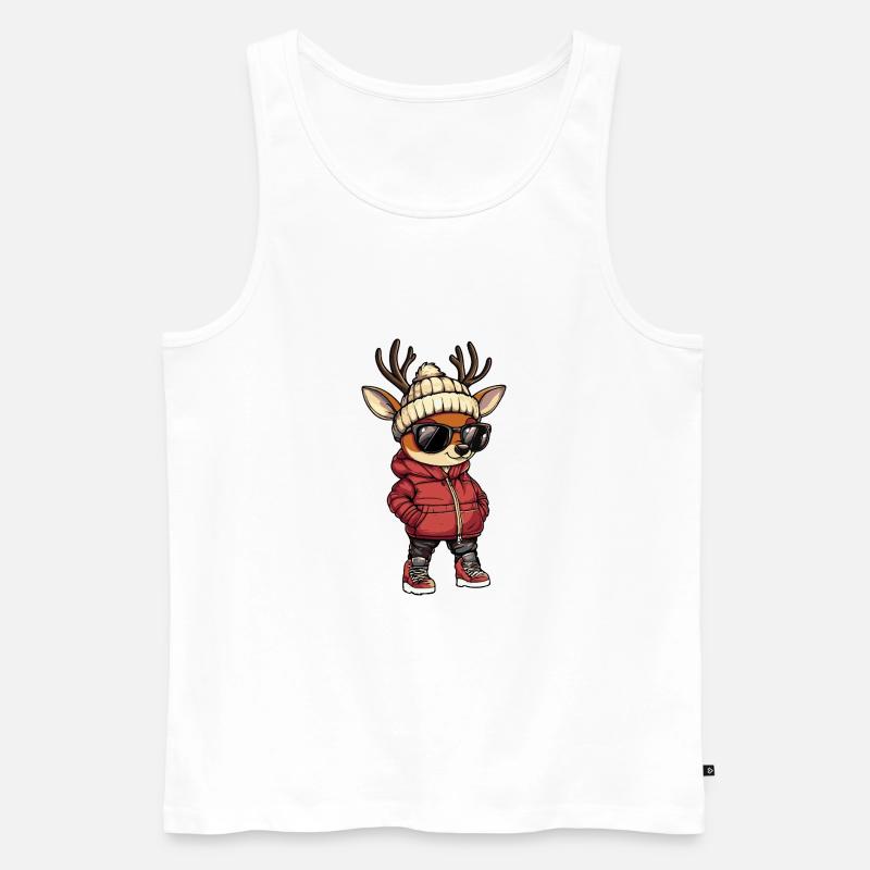 Hirsch Cool Comic - Männer Premium Bio Tank Top - Weiß